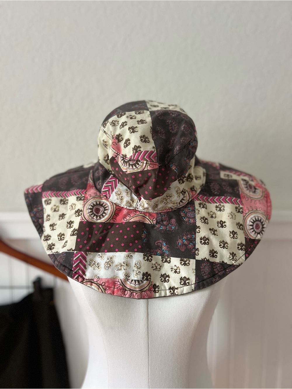 Kate McRostie Patchwork Wide Brim Sun Hat Boho Paisley Cottagecore Floppy Y2K